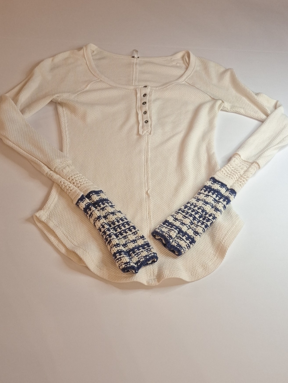 #765 Free People Waffle Knit Henley  Size XS